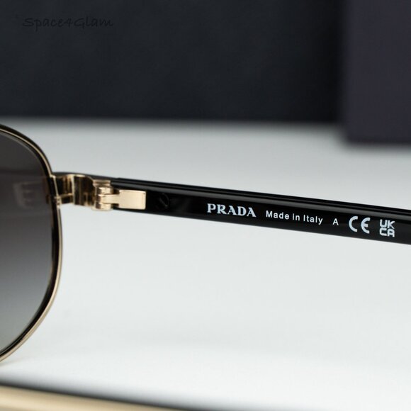 Prada Men Sunglasses Gold Grey Gradient Oval PRB53S ZVN02C NEW AUTHENTIC - Picture 7 of 10